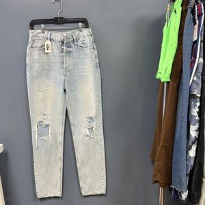 Free People Light Blue Distressed Straight Leg Jeans size 28